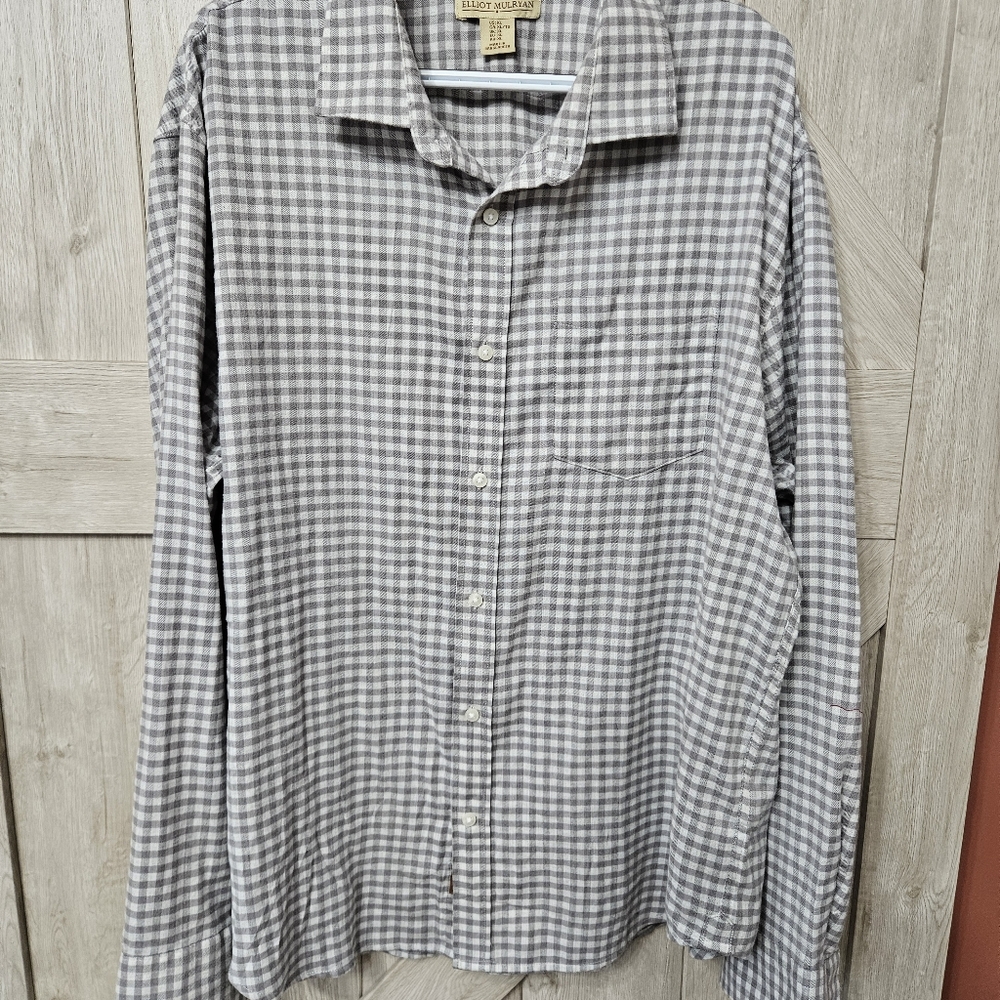 Elliot Mulryan Gray Gingham Button-Down Shirt Men's XL